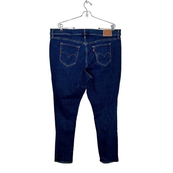 LEVIS WOMENS 711 Skinny Jeans Destructed Destroyed High Rise Sz 20 Dark  Wash - Picture 2 of 11